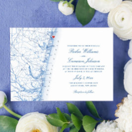 Convites Casamento Elegante de Marinhos do Mapa de Nova Jer