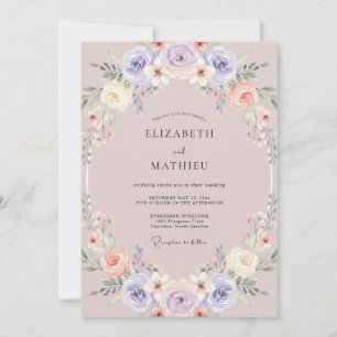 Convites Casamento Elegante de Mauve na Primavera