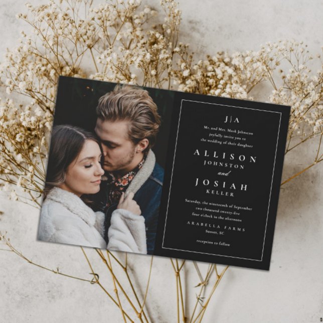 Convites Casamento Elegante de Monograma Clássico (Criador carregado)