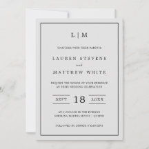 Casamento Elegante De Monograma De Cinzas Simples