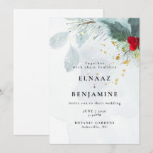 Casamento Elegante de Natal e Inverno em Aquarela