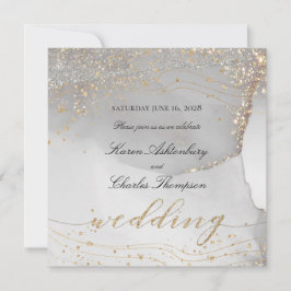 Convites Casamento Elegante de Odisseia Elegante Dourada de