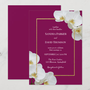 Convites casamento elegante de orquídeas brancas