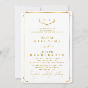 CONVITES CASAMENTO ELEGANTE DE OURO CALLIGRAPHY E CHIC FRAM