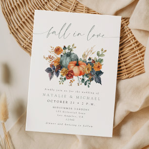 Convites Casamento Elegante de Outono com Abóbora Apaixonad