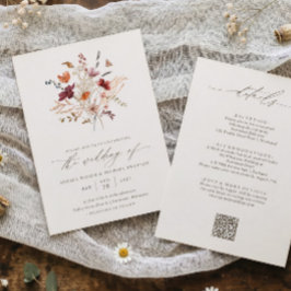 Convites Casamento Elegante de Outono com Flor Silvestre Tu
