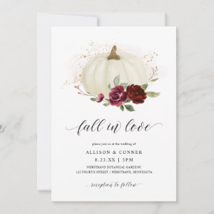 Convites Casamento Elegante de Outono com Rosas Burgundy e