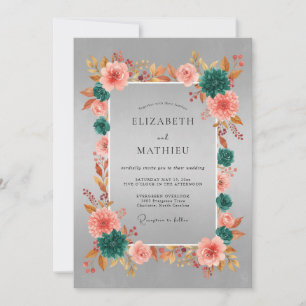 Convites Casamento Elegante de Outono em Tons de Teal Prate