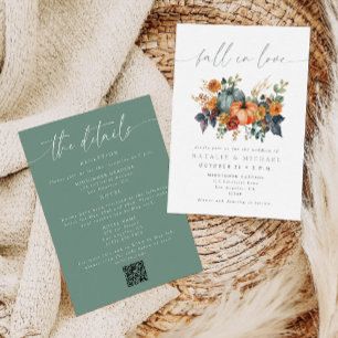 Convites Casamento Elegante de Outono em um Código QR