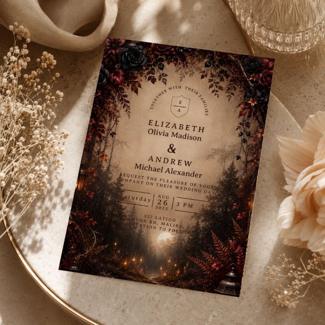 Convites Casamento Elegante de Outono Escuro (Criador carregado)