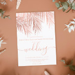 Convites Casamento elegante de palmeira rosa de ouro modern<br><div class="desc">Aquarela de palmeira de ouro simples e falso moderno,  com uma simples tipografia,  uma moda e tema de casamento tropical na folha de palmeiras.</div>