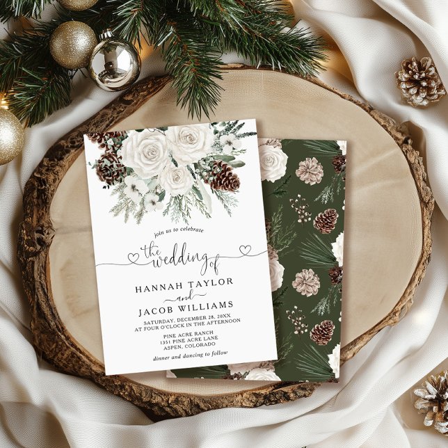 Convites Casamento Elegante de Pinheiro de Inverno (Criador carregado)