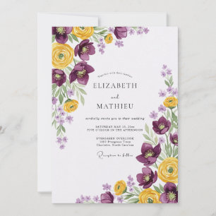 Convites Casamento Elegante de Primavera com Ameixa