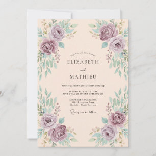 Convites Casamento Elegante de Primavera em Lavanda Poeiren