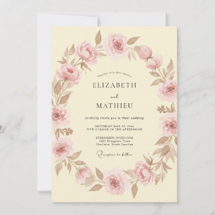Convites Casamento Elegante de Primavera em Rosa Corado