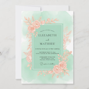 Convites Casamento Elegante de Primavera em Verde Hortelã