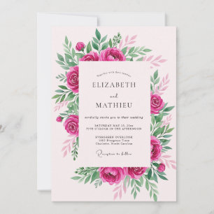 Convites Casamento Elegante de Primavera Rosa Quente