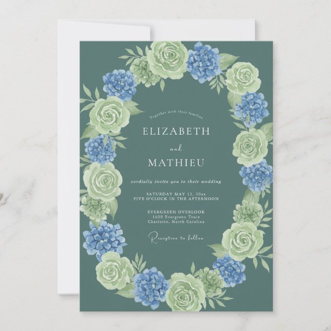 Convites Casamento Elegante de Primavera Verde Turquesa (Frente)