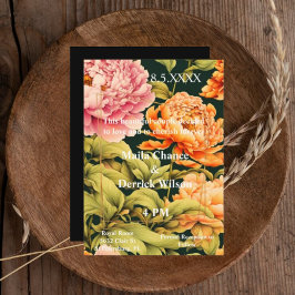 Convites Casamento Elegante de Quadro Verde Laranja Cor-de-