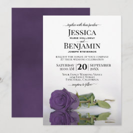 Convites Casamento Elegante de Rosa Roxo Ametist Longo