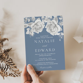 Convites Casamento Elegante de Rosas Brancas Vintage