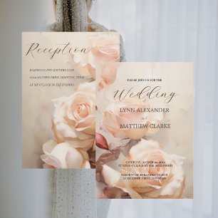 Convites Casamento Elegante de Rosas de Verão