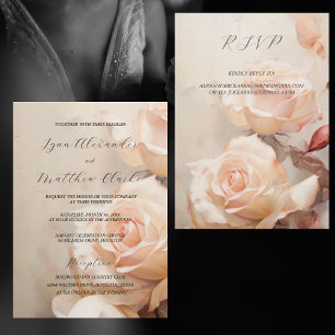 Convites Casamento Elegante De Rosas De Verão Com RSVP