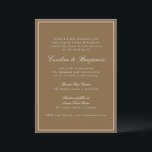 Convites Casamento Elegante de Script Brown Clássico Quente<br><div class="desc">Um convite de casamento refinado com um fundo castanho quente com serifa clássica e tipografia de script para um eterno e aparência sofisticada. Uma borda branca fina enquadra o design, adicionando um toque de elegância. Perfeito para casamentos modernos, rústicos ou de outono, este convite dá o tom para uma celebração...</div>