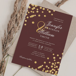 Convites Casamento Elegante de Script Dourado Confetti Burg