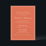 Convites Casamento Elegante de Script Laranja de Quente Clá<br><div class="desc">Um convite refinado de casamento com um fundo cor de laranja quente com serifa clássica e tipografia de script para um eterno e aparência sofisticada. Uma borda branca fina enquadra o design, adicionando um toque de elegância. Perfeito para casamentos modernos, rústicos ou de outono, este convite dá o tom para...</div>