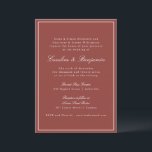 Convites Casamento Elegante de Script Vermelho Clássico de<br><div class="desc">Um convite de casamento de eterno com um rico fundo vermelho ferrugem com serifa clássica e tipografia de roteiro para um olhar refinado e sofisticado. Uma fina fronteira branca adiciona um toque de elegância, fazer-a perfeita para casamentos modernos, rústicos ou de outono. Ideal para casais que buscam um simples design...</div>