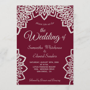 Convites Casamento Elegante De Silver Glitter Burgundy