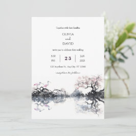 Convites Casamento Elegante de Spoonbill Casal Watercolor B