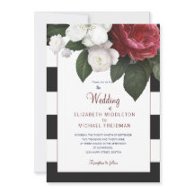 Casamento Elegante de Stripe Branca Negra Rosa Bor