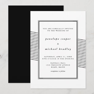 Convites Casamento Elegante de Stripes Negras e Brancas