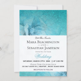 Convites *~* Casamento Elegante De Teal Com Largura Floral