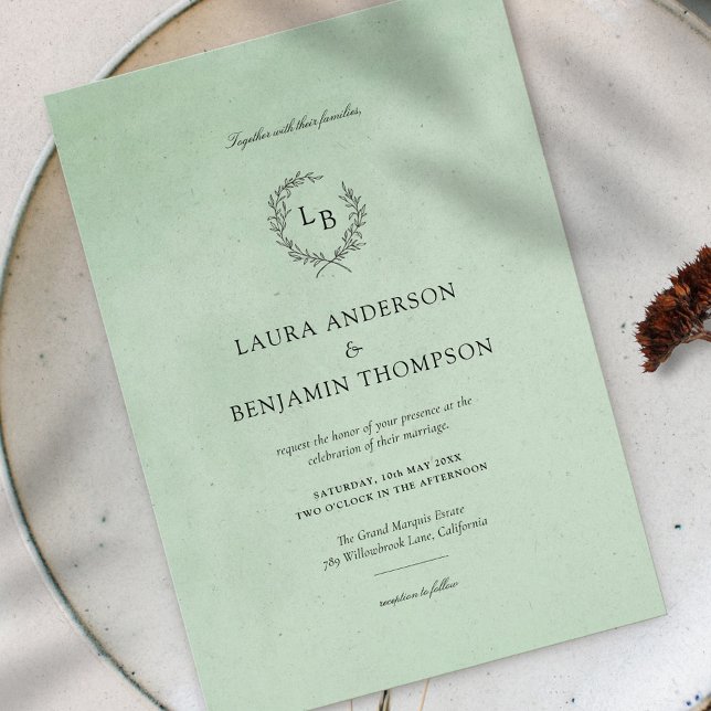 Convites Casamento Elegante De Textura De Mint Velvet (Criador carregado)