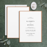Convites Casamento Elegante De Tipografia Laranja E Branca<br><div class="desc">Um belo convite de casamento de tipografia para um verão ou casamento outono! Esta bela e elegante design apresenta uma borda laranja queimada em torno de um convite branco, com tipografia moderna. Uma design simples e minimalista. Entre em contato com o designer para produtos correspondentes. Copyright Elegant Invites, todos os...</div>