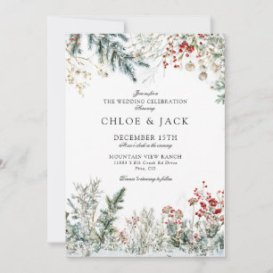 Convites Casamento Elegante de Vegetação de Inverno