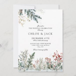Convites Casamento Elegante de Vegetação de Inverno