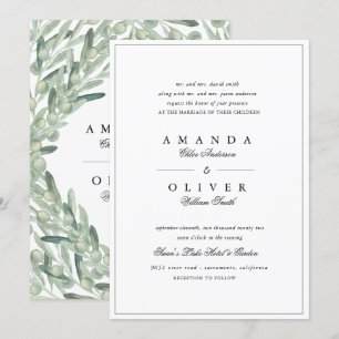 Convites Casamento Elegante De Verde Botânico Do Branch Ole
