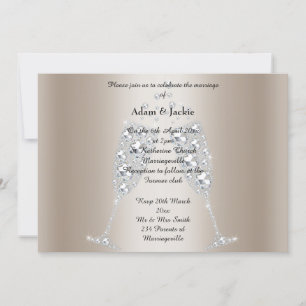 Convites CASAMENTO ELEGANTE DE Vidro de Champanhe de Diaman