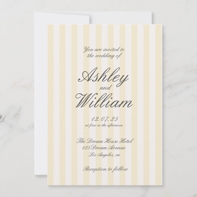 Convites Casamento Elegante de Vintage Amarelo (Frente)