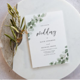 Convites Casamento Elegante de Watercolor Greenery