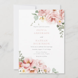Convites Casamento Elegante Divino Blush & Sage