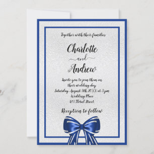 Convites Casamento elegante do arco de prata azul real