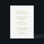 Convites Casamento elegante do código QR do Verde limão Lim<br><div class="desc">Convite de casamento elegante com um layout mínimo e limpo com seus nomes em uma fonte muito grande. Use o modelo para gerar um código QR.</div>