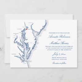 Convites Casamento Elegante do Mapa de Earlville Maryland