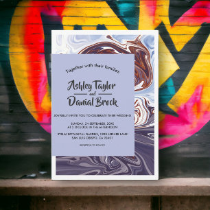 Convites Casamento elegante do Marinho de Arte Abstrato mín