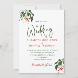 Convites Casamento Elegante do Na moda Vermelho Verde Verme